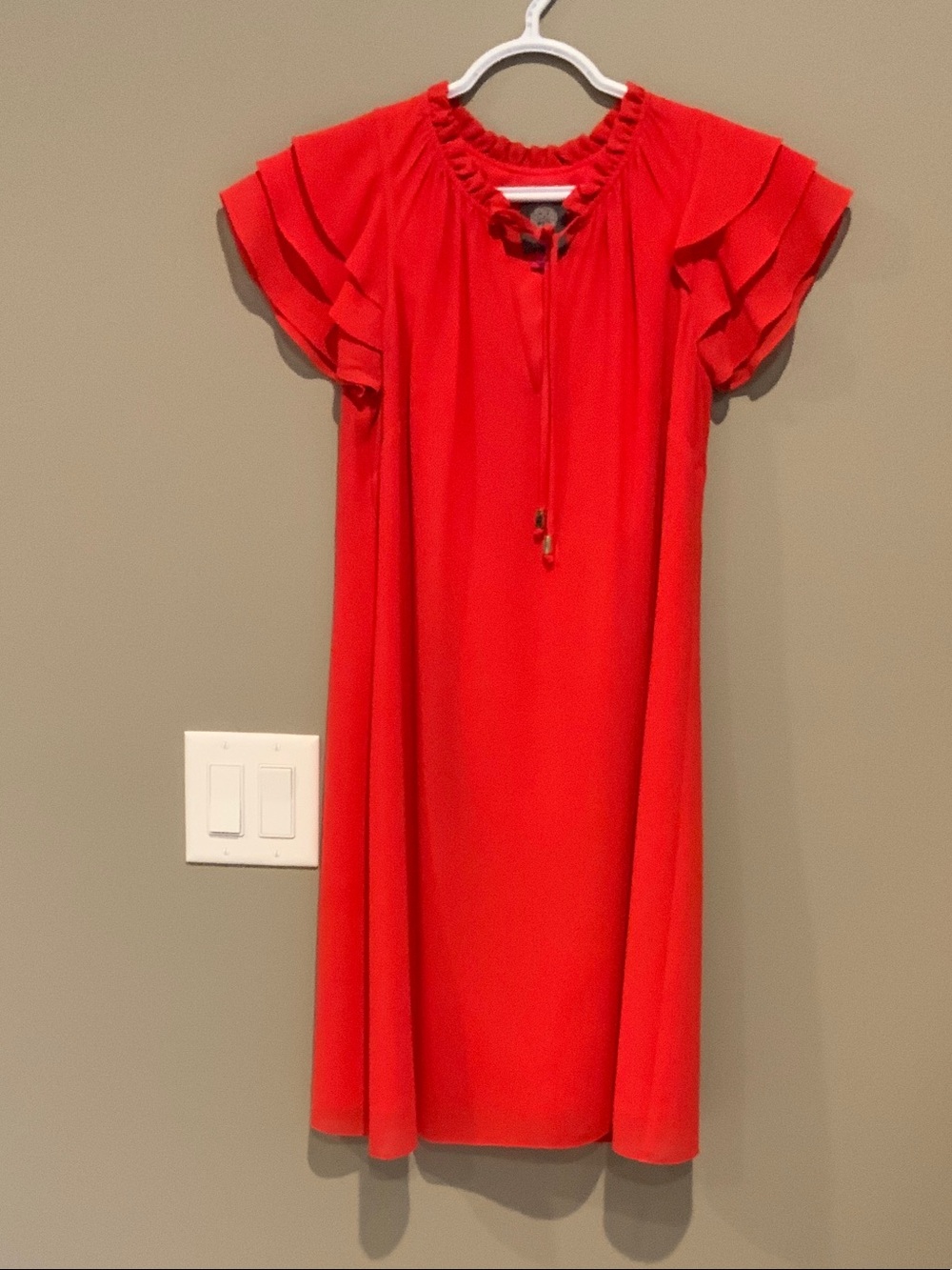Vince Camuto Bright Red Flutter Sleeve Shift Dress